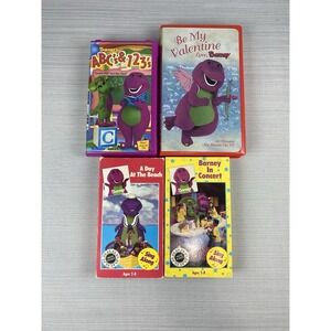 Barney‎ VHS Lot Of 4 VCR Tapes Sing Along Kids Children 90s School Beach Concert